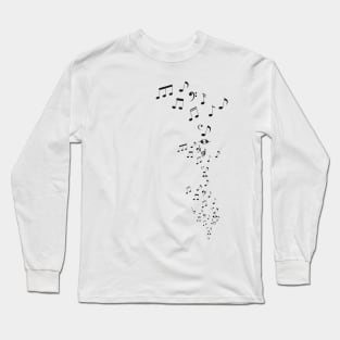 Flying Notes Black Long Sleeve T-Shirt